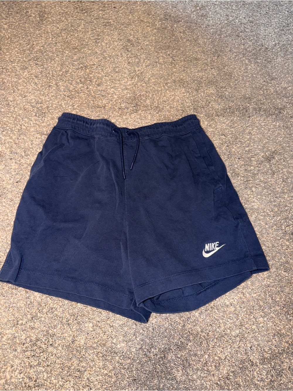 Nike Women's Navy Athletic Shorts with White Logo